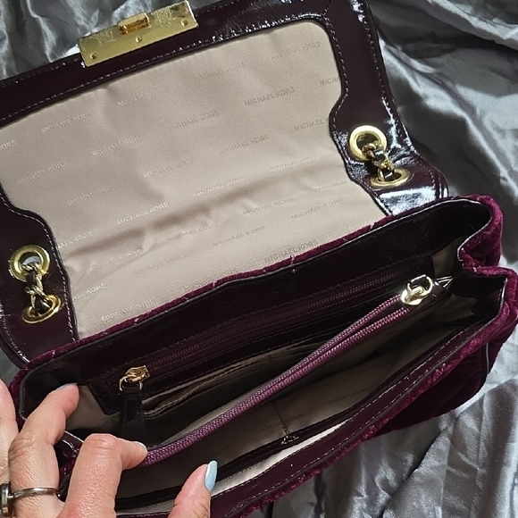 Michael Kors Velvet Burgundy Shoulder Bag - Picture 3 of 4